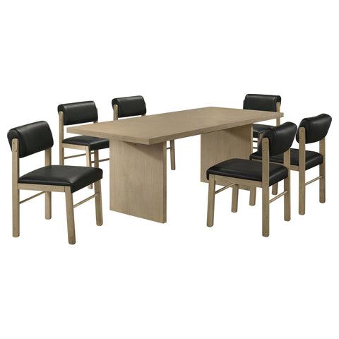 Hogan 7-piece 82-inch Rectangular Dining Set Black and Natural Oak