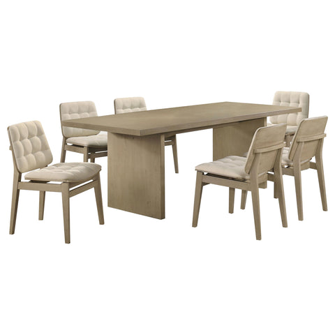 Hogan 7-piece 82-inch Rectangular Dining Set Cream and Natural Oak