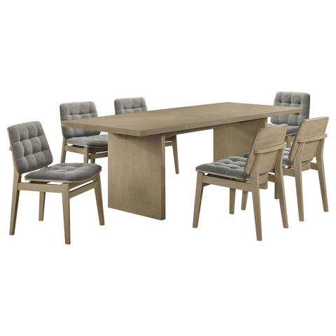 Hogan 7-piece 82-inch Rectangular Dining Set Grey and Natural Oak