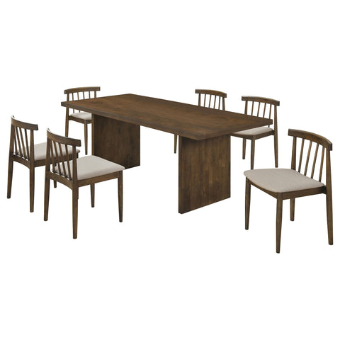 Hogan 7-piece 82-inch Rectangular Dining Set Wheat and Walnut