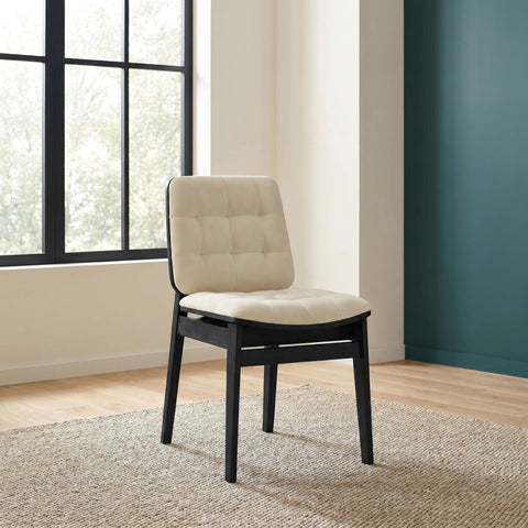Ervine Upholstered Side Chair Cream and Black (Set of 2)