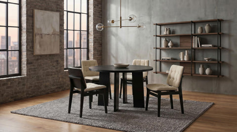 Ervine Upholstered Side Chair Cream and Black (Set of 2)