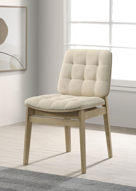Ervine Upholstered Side Chair Cream and Natural Oak (Set of 2)