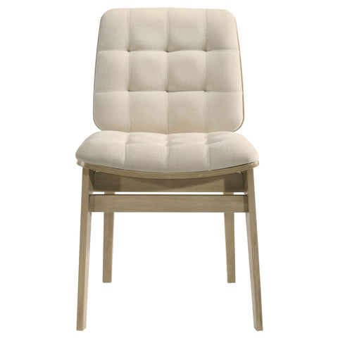 Ervine Upholstered Side Chair Cream and Natural Oak (Set of 2)