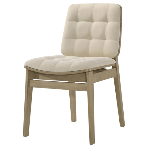 Ervine Upholstered Side Chair Cream and Natural Oak (Set of 2)