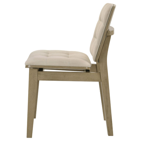 Ervine Upholstered Side Chair Cream and Natural Oak (Set of 2)