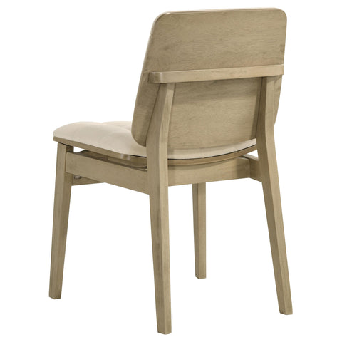 Ervine Upholstered Side Chair Cream and Natural Oak (Set of 2)