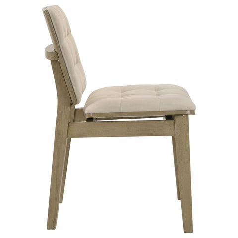 Ervine Upholstered Side Chair Cream and Natural Oak (Set of 2)