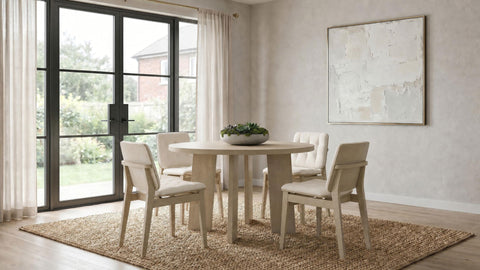 Ervine Upholstered Side Chair Cream and Natural Oak (Set of 2)