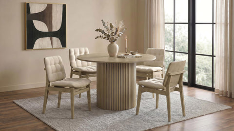 Ervine Upholstered Side Chair Cream and Natural Oak (Set of 2)