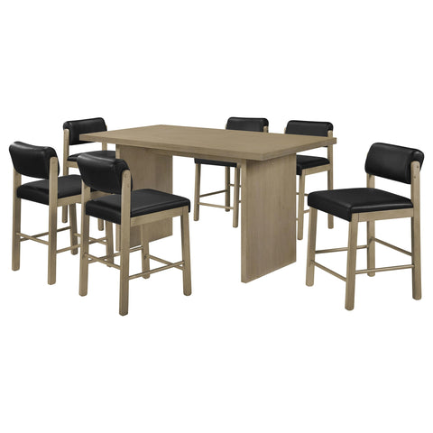 Hogan 7-piece 70-inch Rectangular Counter Height Dining Set Black and Natural Oak
