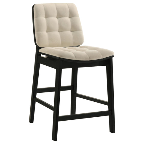 Ervine Upholstered Counter Chair Cream and Black (Set of 2)