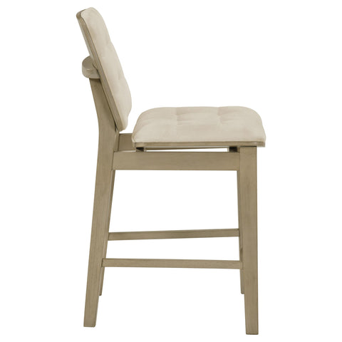 Ervine Upholstered Counter Chair Cream and Natural Oak (Set of 2)