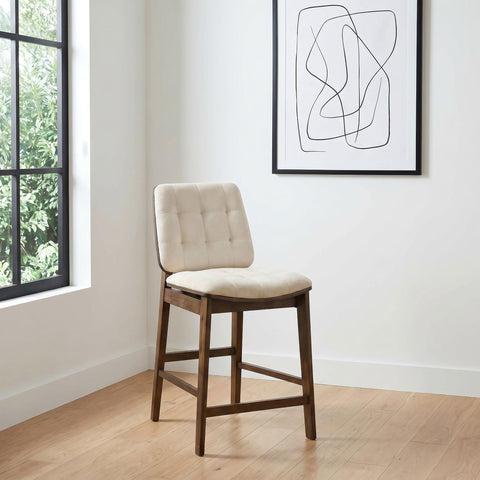Ervine Upholstered Counter Chair Cream and Walnut (Set of 2)