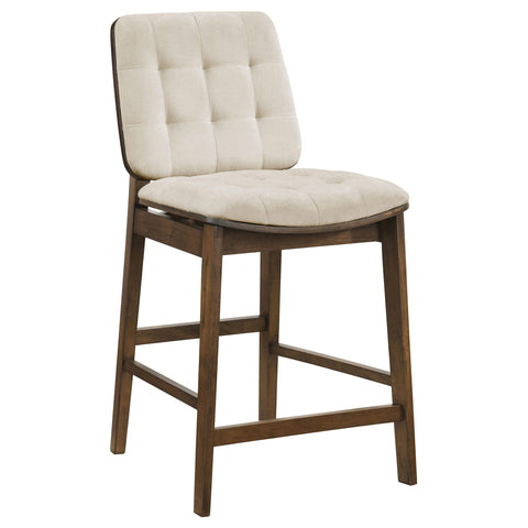 Ervine Upholstered Counter Chair Cream and Walnut (Set of 2)