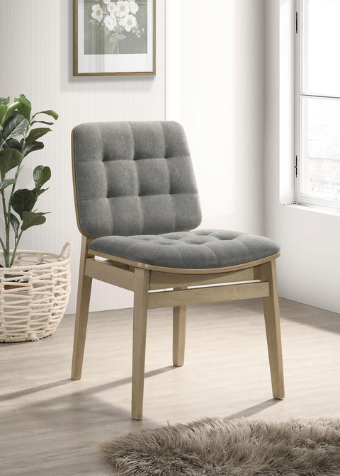 Ervine Upholstered Side Chair Grey and Natural Oak (Set of 2)
