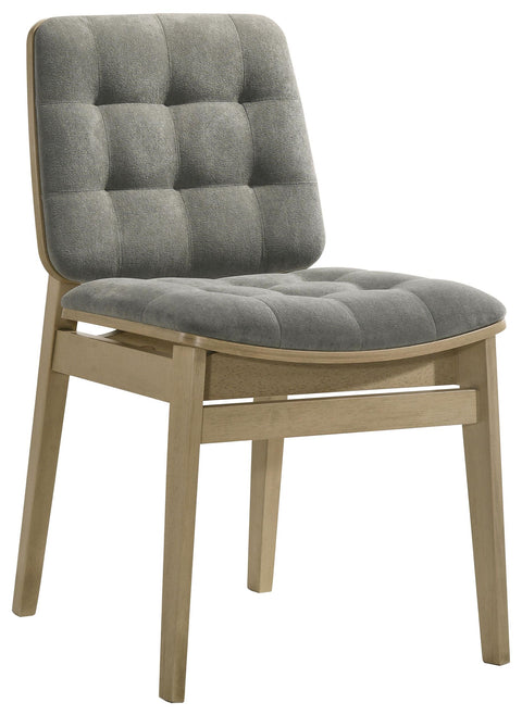Ervine Upholstered Side Chair Grey and Natural Oak (Set of 2)