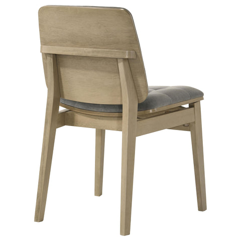 Ervine Upholstered Side Chair Grey and Natural Oak (Set of 2)