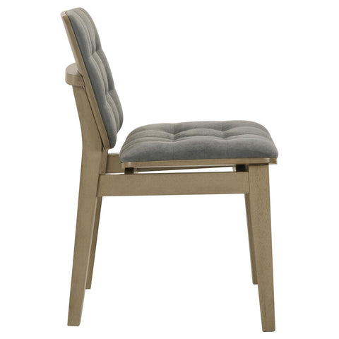 Ervine Upholstered Side Chair Grey and Natural Oak (Set of 2)