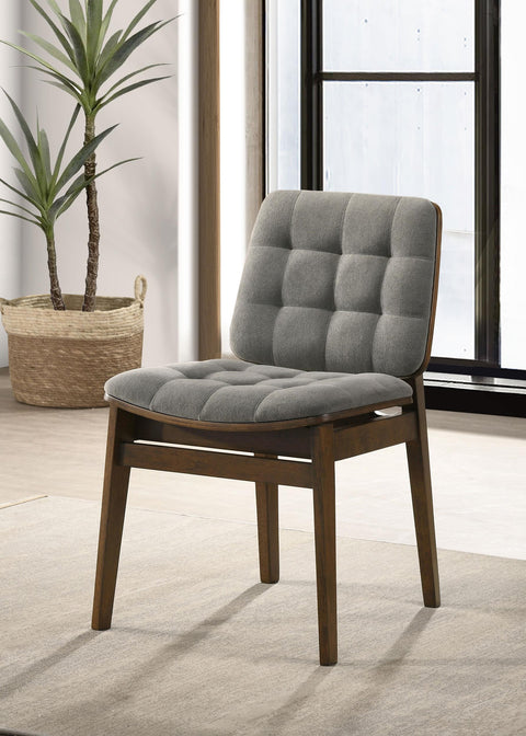 Ervine Upholstered Side Chair Grey and Walnut (Set of 2)