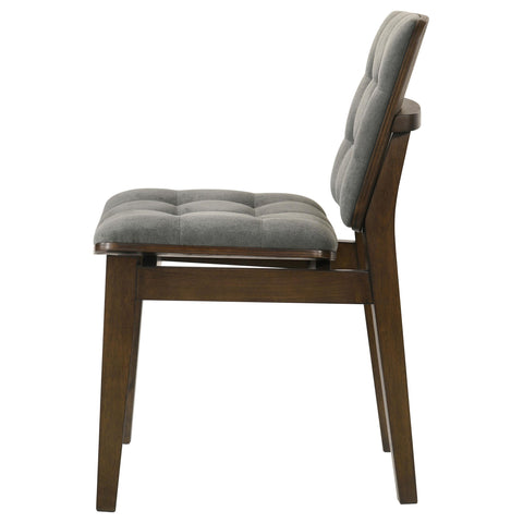 Ervine Upholstered Side Chair Grey and Walnut (Set of 2)