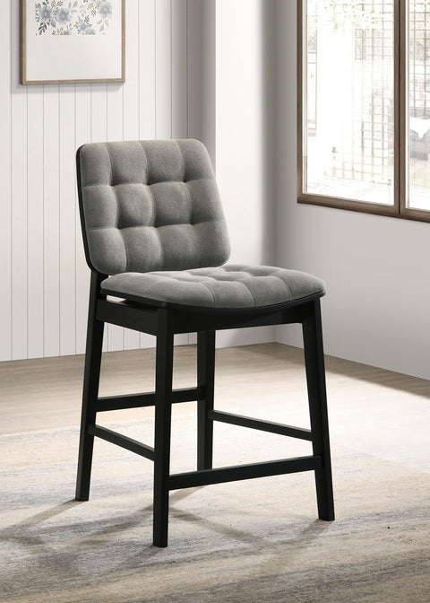 Ervine Upholstered Counter Chair Grey and Black (Set of 2)