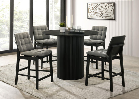 Ervine Upholstered Counter Chair Grey and Black (Set of 2)