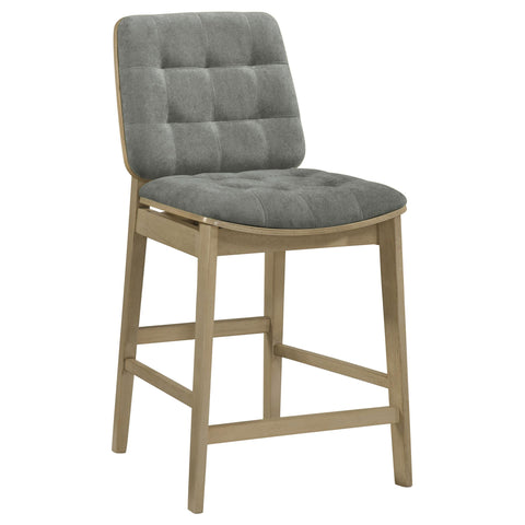 Ervine Upholstered Counter Chair Grey and Natural Oak (Set of 2)