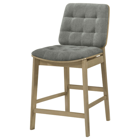 Ervine Upholstered Counter Chair Grey and Natural Oak (Set of 2)