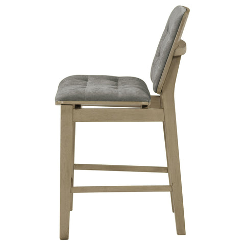 Ervine Upholstered Counter Chair Grey and Natural Oak (Set of 2)