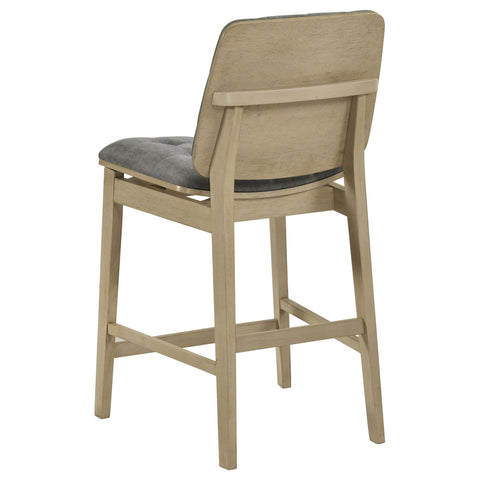 Ervine Upholstered Counter Chair Grey and Natural Oak (Set of 2)