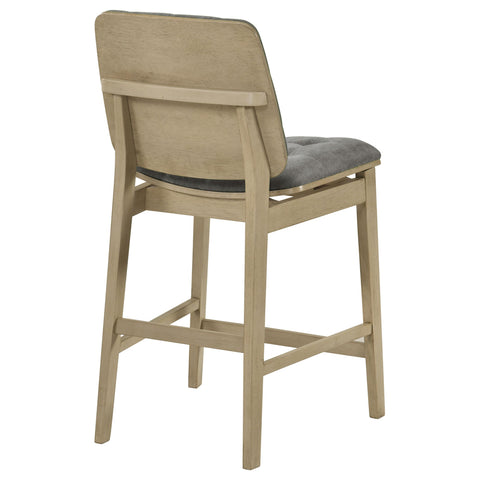 Ervine Upholstered Counter Chair Grey and Natural Oak (Set of 2)