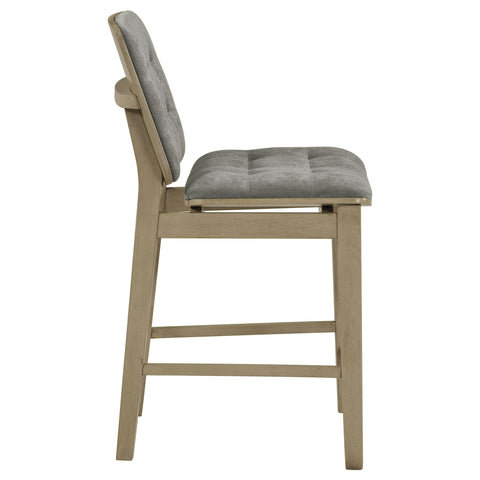 Ervine Upholstered Counter Chair Grey and Natural Oak (Set of 2)