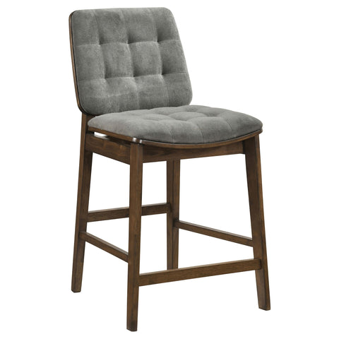 Ervine Upholstered Counter Chair Grey and Walnut (Set of 2)