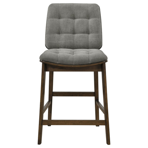 Ervine Upholstered Counter Chair Grey and Walnut (Set of 2)