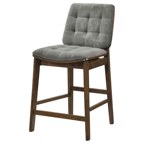 Ervine Upholstered Counter Chair Grey and Walnut (Set of 2)