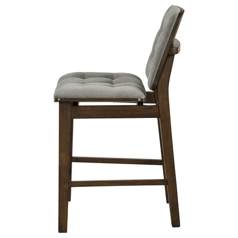 Ervine Upholstered Counter Chair Grey and Walnut (Set of 2)