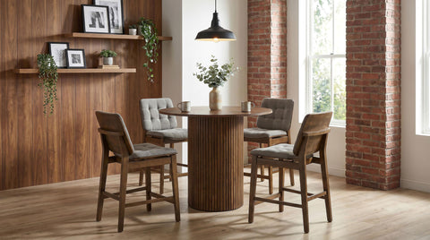 Ervine Upholstered Counter Chair Grey and Walnut (Set of 2)
