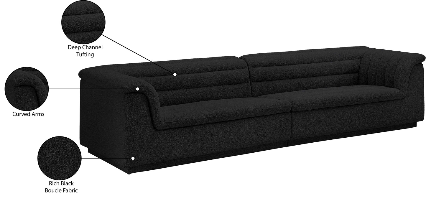 dillard black boucle fabric modular sofa s119