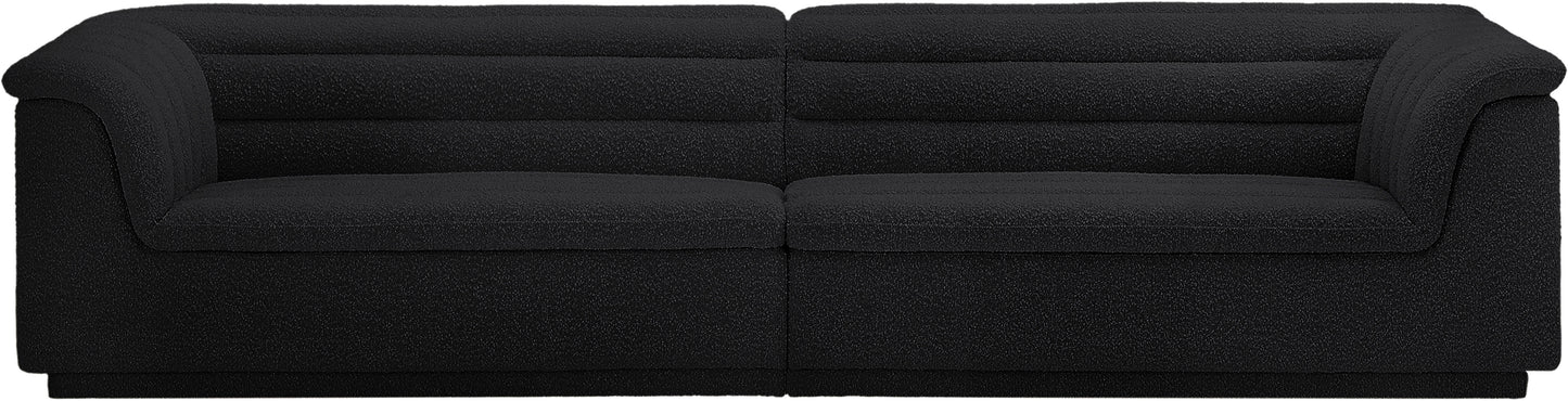 dillard black boucle fabric modular sofa s119