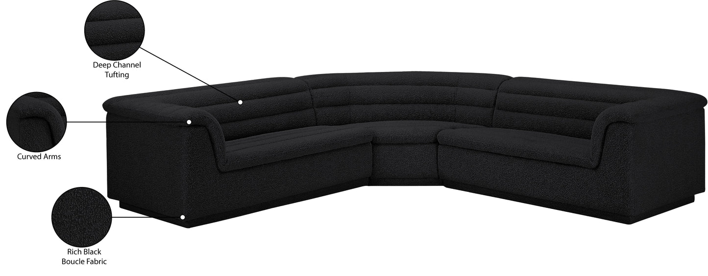 dillard black boucle fabric modular sectional sectional