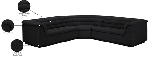 Dillard Black Boucle Fabric Modular Sectional Sectional