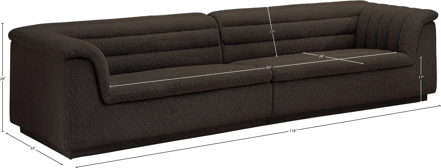 dillard brown boucle fabric modular sofa s119