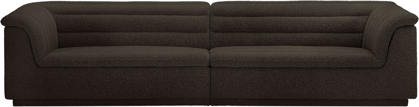 dillard brown boucle fabric modular sofa s119