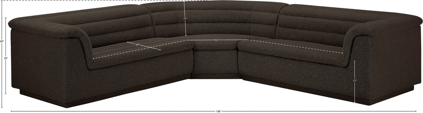 dillard brown boucle fabric modular sectional sectional