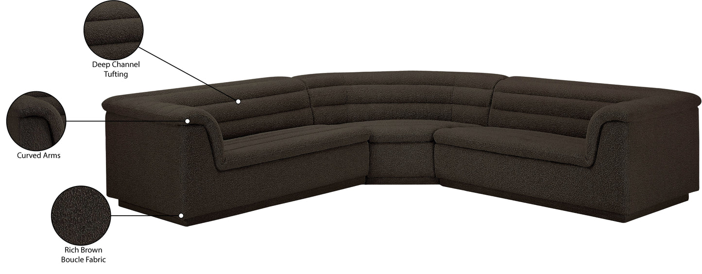 dillard brown boucle fabric modular sectional sectional