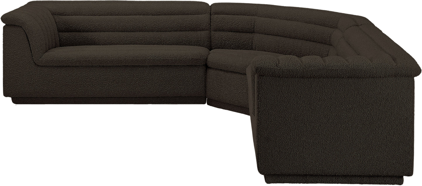 dillard brown boucle fabric modular sectional sectional