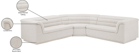 Dillard Cream Boucle Fabric Modular Sectional Sectional