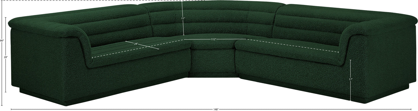 dillard green boucle fabric modular sectional sectional