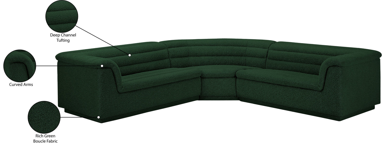 dillard green boucle fabric modular sectional sectional